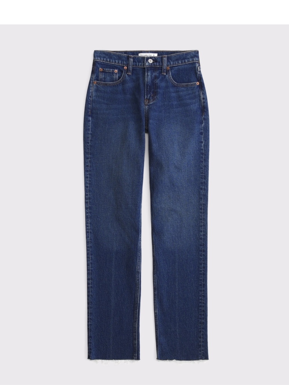 Abercrombie & Fitch Women's Straight Leg Jeans in Deep Indigo